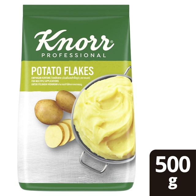Knorr Empingan Kentang 500G - Pastikan rasa dan tekstur asli kentang putar yang konsisten untuk semua masakan kentang anda dengan Kentang Putar Knorr, bahan utama untuk pelbagai masakan barat.