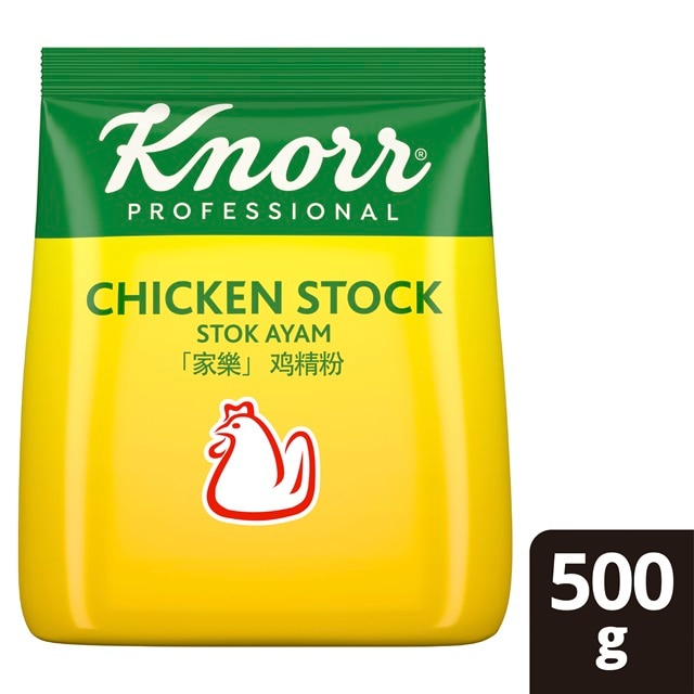 Knorr Stok Ayam 500G - Stok Ayam Knorr memberikan rangsangan semula jadi yang konsisten pelbagai hidangan dengan meningkatkan kesegaran hidangan tanpa peliputan rasa.
