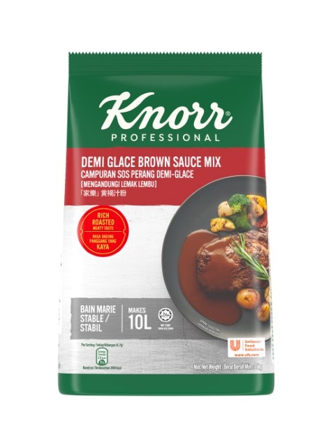 Knorr Demi Glace Brown Sauce Mix 1KG - Knorr Demi Glace Brown Sauce Mix is made with quality New Zealand beef. Now you can cook up to 10 litres of sauce in just 5 minutes. Get it now!