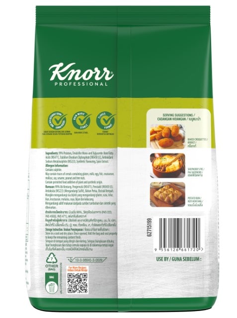 Knorr Potato Flakes 500G - Knorr Mashed Potato is an easy to use product that gives you consistently great tasting mashed potatoes every time.