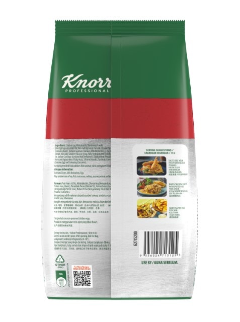 Knorr Serbuk Telur Masin Keemasan 800G - Nikmati rasa dan tekstur telur masin asli bukan sahaja untuk jenis masakan telur atau makanan menggoreng yang berbeza tetapi juga untuk semua masakan telur masin dengan Serbuk Telur Masin Keemasan Knorr.